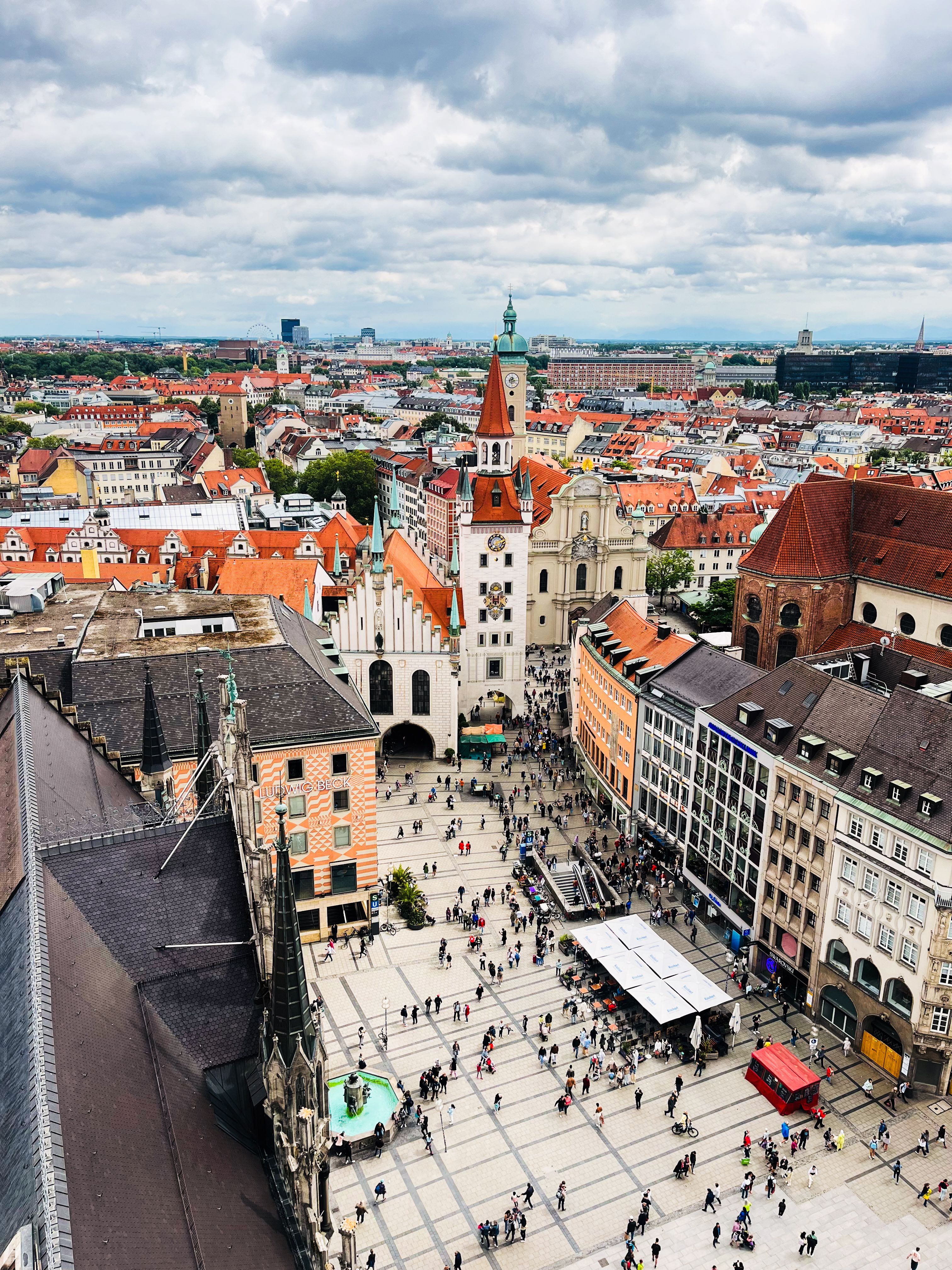 View across Marienplatz and central Munich